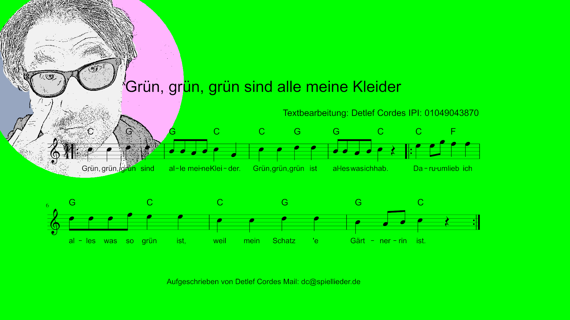 Grün Ja Grün Sind Alle Meine Kleider Text Grün, grün, grün sind alle meine Kleider